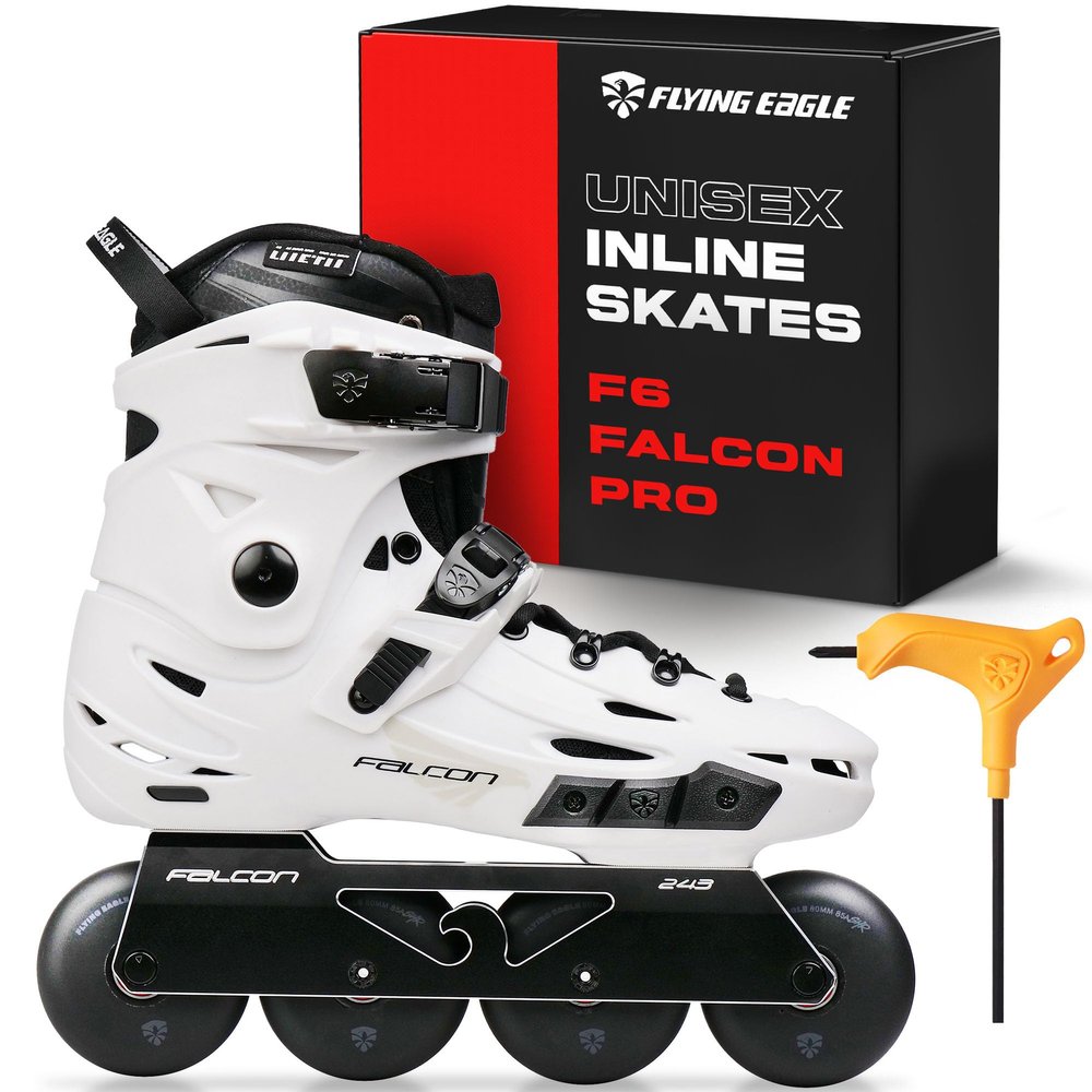 Flying Eagle F6 Falcon Pro Freeskates - Adult Inline Skates Urban, Inline Roller Skates Women, Skating Shoes, Adult Speed Skate for Skater Women - White, Women's Size: 11.5 US / 44 EU