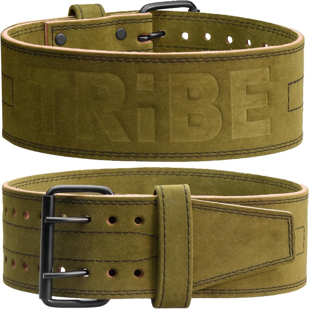 5mm Premium Weight Lifting Belt - 100% Genuine Leather Weightlifting Belt - Comfortable Squat Belt, Deadlift Belt or Powerlifting Belt - Workout Belt for Strength Training - Gym Belt for Men and Women (Green Alcantara, Large (Belly 34" - 41") New Siz