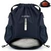 BROTOU Soccer Drawstring Backpack, Basketball Bag, Volleyball Football Bags with Ball and Shoe Compartment (Style 1, Navy Blue) view 1