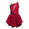Sinleey Kids Girls Glitter Diamond Ballet Dance Ice Skating Dress Sleeveless Color Block Leotard Modern Lyrical Dress Burgundy 6 Years view 1