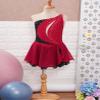 Sinleey Kids Girls Glitter Diamond Ballet Dance Ice Skating Dress Sleeveless Color Block Leotard Modern Lyrical Dress Burgundy 6 Years view 3