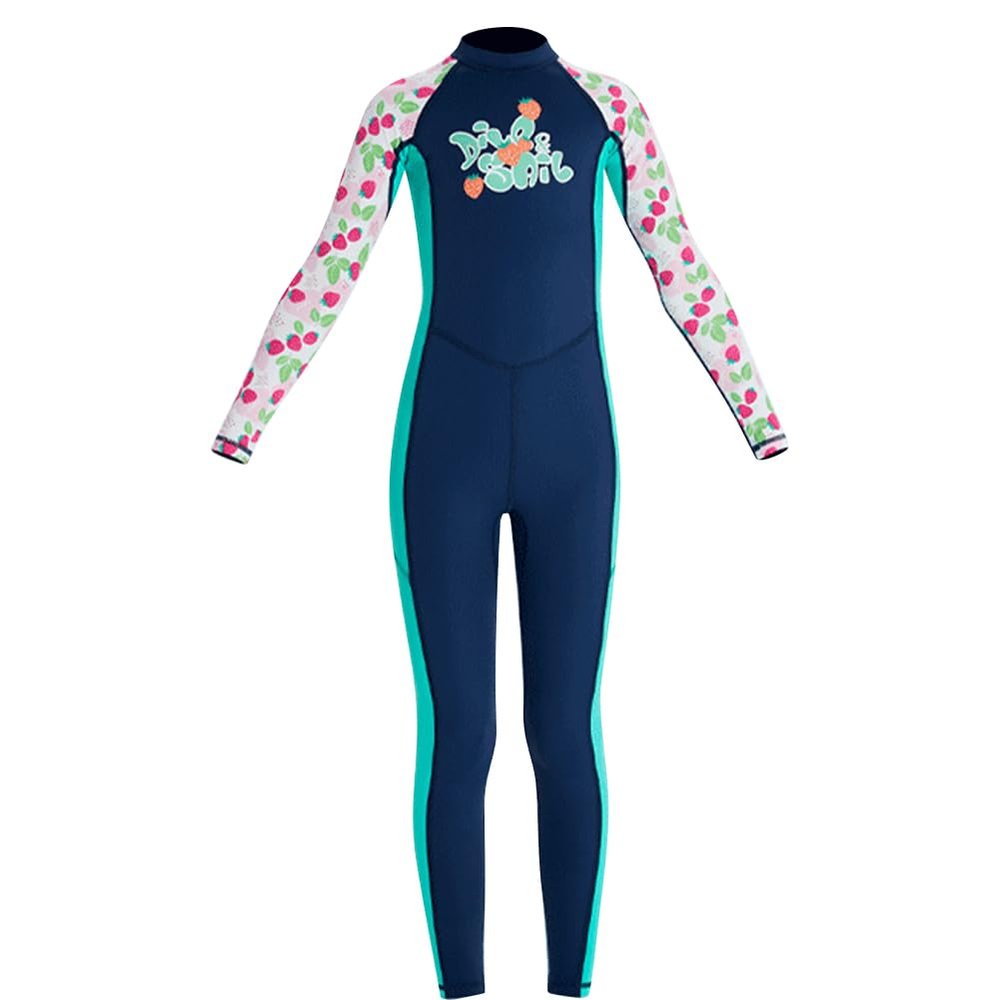 Toddler Girls Swimsuit Rash Guard One Piece Kid Swimwear Bathing Suit Wetsuit Color Patchwork Zipper Rashguard Suit UPF 50+ UV Kid Diving Wetsuit Diving Surfing Bathing Suit Dark Blue C 6-7 Years