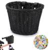 Bike Basket Woven Bike Basket for Adult Bikes Front/Kids Bike Handlebar with Adjustable Leather StrapsBlack view 1