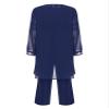 YOOJIA Women's Chiffon Lace 3 Pieces Pants Suits Mother of Bride Dress Sets Wedding Guest Outfit Evening Gowns Y Navy Blue X-Large view 2