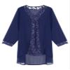 YOOJIA Women's Chiffon Lace 3 Pieces Pants Suits Mother of Bride Dress Sets Wedding Guest Outfit Evening Gowns Y Navy Blue X-Large view 3