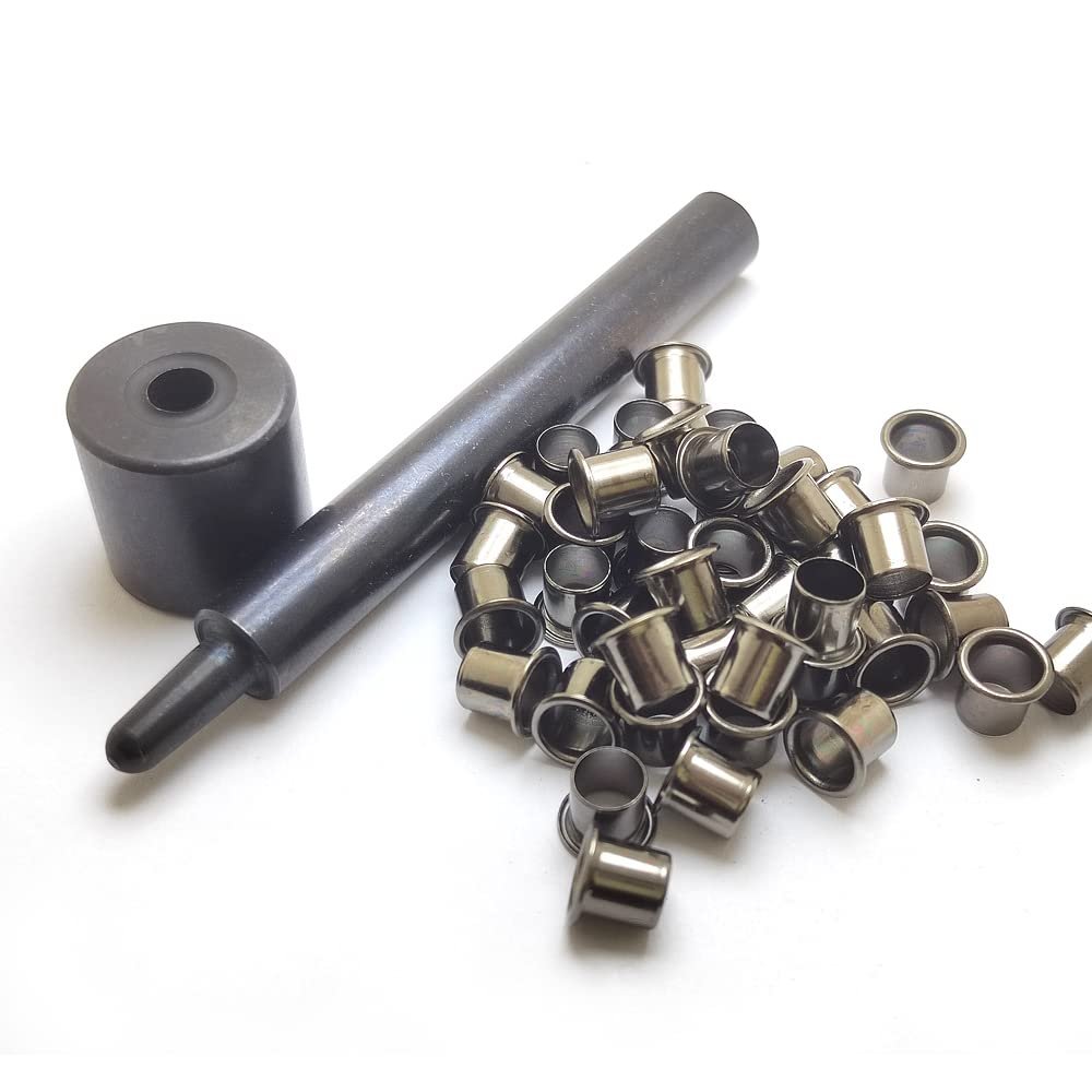 1 Tools + 100pcs #8-9-7.9mm (.267 Length Under Flange x 1/4" Outside Diameter) Brass Eyelets Rivets for 0.08" Kydex Holster (GunBlack Color)