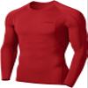 TSLA Men's UPF 50+ Compression Shirts, Cool Dry Long Sleeve Athletic Tops, Sports Baselayer Workout Shirt, Flame Red, XX-Large