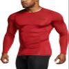 TSLA Men's UPF 50+ Compression Shirts, Cool Dry Long Sleeve Athletic Tops, Sports Baselayer Workout Shirt, Flame Red, XX-Large view 2