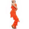 Libaobaoyo Girls 2 Piece Latin Ballroom Dance Outfits Tassel Camisole Fringe Pants Modern Salsa Dancewear Orange view 2