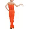 Libaobaoyo Girls 2 Piece Latin Ballroom Dance Outfits Tassel Camisole Fringe Pants Modern Salsa Dancewear Orange view 3