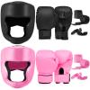 Kanayu 14 Pcs Boxing Set 16 Ounce Boxing Gloves Headgear Helmet Hand Wraps Mouth Guards Equipment for Adults Youth Beginners Training Equipment Gifts(Black, Pink) view 1