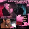 Kanayu 14 Pcs Boxing Set 16 Ounce Boxing Gloves Headgear Helmet Hand Wraps Mouth Guards Equipment for Adults Youth Beginners Training Equipment Gifts(Black, Pink) view 4