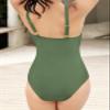 SHEKINI Women's Ruched Tummy Control Swimsuits Vintage Push Up One Piece Bathing Suit Padded Swimwear (2X-Large,Olive-Green) view 2