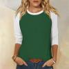 3/4 Length Sleeve Womens Tops Casual Raglan Crewneck Tshirts Shirts Contrast Spring Blouses Ethnic Three Quarter Sleeve Comfy Country Tunic Tops to Wear with Leggings Womens Tops 3/4 Sleeve 2025 view 2