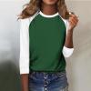 3/4 Length Sleeve Womens Tops Casual Raglan Crewneck Tshirts Shirts Contrast Spring Blouses Ethnic Three Quarter Sleeve Comfy Country Tunic Tops to Wear with Leggings Womens Tops 3/4 Sleeve 2025 view 4