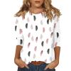 3/4 Sleeve Tops for Women Floral Print Crewneck Cute Shirts Dressy Casual Summer Blouses Ethnic Three Quarter Sleeve Comfy Country Tunic Tops to Wear with Leggings Womens 3/4 Sleeve T Shirts 2025 view 1