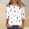 3/4 Sleeve Tops for Women Floral Print Crewneck Cute Shirts Dressy Casual Summer Blouses Ethnic Three Quarter Sleeve Comfy Country Tunic Tops to Wear with Leggings Womens 3/4 Sleeve T Shirts 2025 view 2