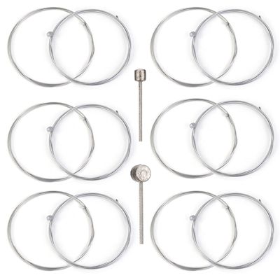 SquEqu 12 Pack Bike Brake Cable and Shifter Cable Set Bike Shift Cable Universal Bicycle Shifter Cable Derailleur Cable Gear Transmission Wire for Shimano Sram Mountain Road Bicycle Cycling Parts