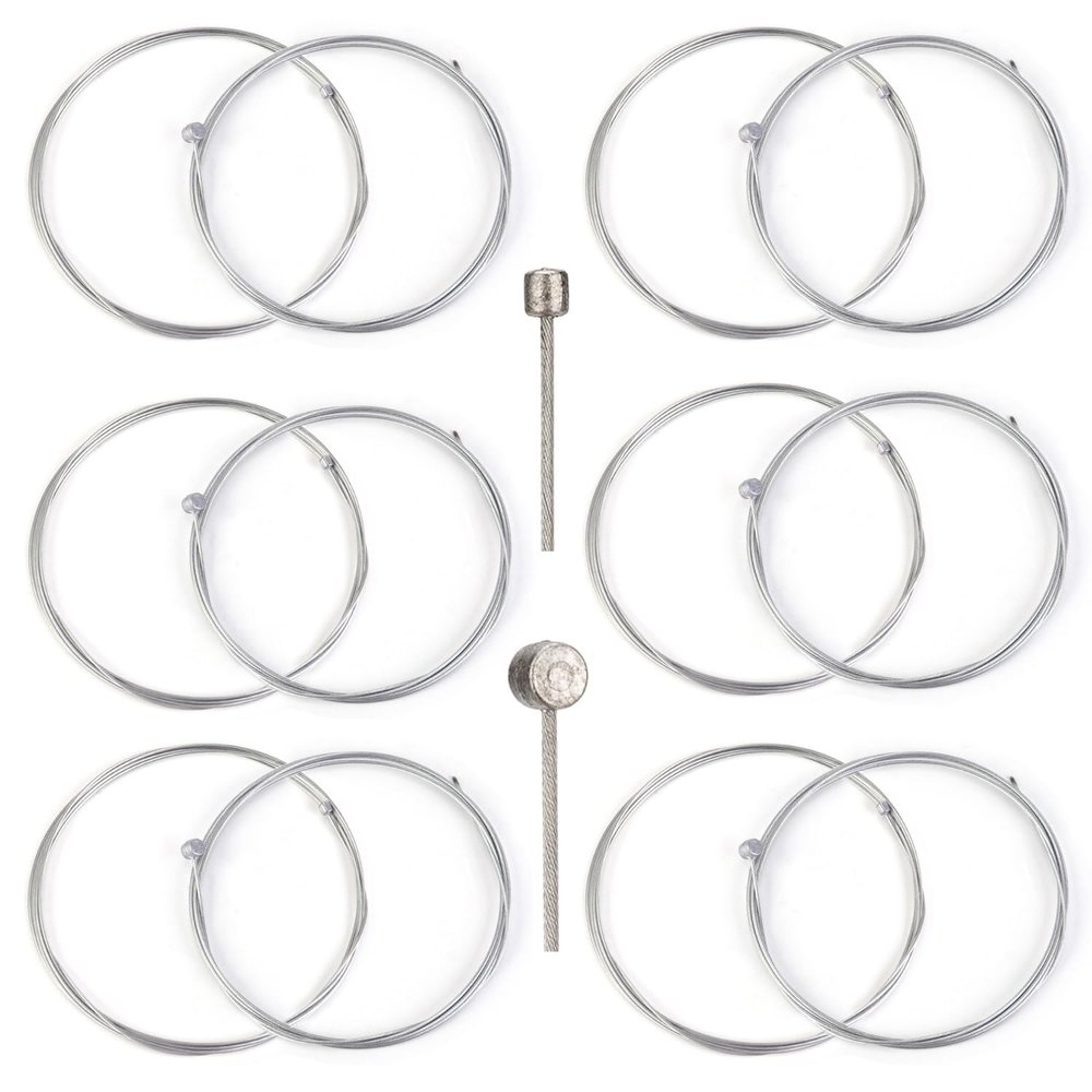 SquEqu 12 Pack Bike Brake Cable and Shifter Cable Set Bike Shift Cable Universal Bicycle Shifter Cable Derailleur Cable Gear Transmission Wire for Shimano Sram Mountain Road Bicycle Cycling Parts