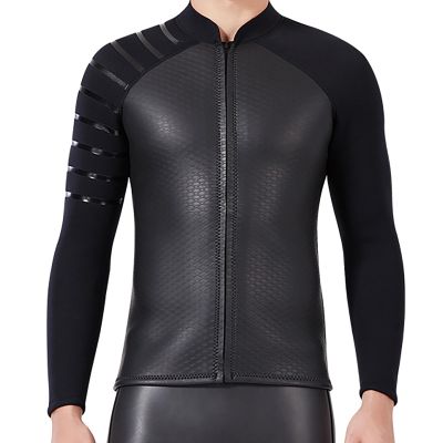 3mm Diving Wetsuit Tops, Neoprene Wetsuits Jacket Thermal Long Sleeves Wet Suit for Men Women for Swimming Snorkeling Scuba Surfing,2XL,Men's