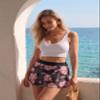 Aleumdr Women's Swim Skirt Swimsuit Bottom with Shorts Waistband Swimdress Ruffle Swim Bottoms Floral Black X-Large view 3