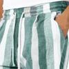 SWJGLITTR Men's Linen Striped Short Hawaiian Flower Beach Short Pants Summer Drawstring with Pocket Shorts for Men (Green,Medium) view 2