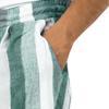 SWJGLITTR Men's Linen Striped Short Hawaiian Flower Beach Short Pants Summer Drawstring with Pocket Shorts for Men (Green,Medium) view 4