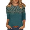 3/4 Length Sleeve Womens Tops Crewneck Printed Casual Tshirts Shirts Dressy Spring Blouses Classic Loose Tunics or Tops to Wear with Leggings Trending Clothes Womens 3/4 Sleeve T Shirts 2025 view 1