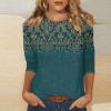 3/4 Length Sleeve Womens Tops Crewneck Printed Casual Tshirts Shirts Dressy Spring Blouses Classic Loose Tunics or Tops to Wear with Leggings Trending Clothes Womens 3/4 Sleeve T Shirts 2025 view 2