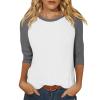 3/4 Sleeve Tops for Women Raglan Contrast Crew Neck Tshirts Dressy Casual Summer Blouses Ethnic Three Quarter Sleeve Comfy Country Tunic Tops to Wear with Leggings 3/4 Sleeve T Shirts for Women 2025 view 1