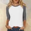 3/4 Sleeve Tops for Women Raglan Contrast Crew Neck Tshirts Dressy Casual Summer Blouses Ethnic Three Quarter Sleeve Comfy Country Tunic Tops to Wear with Leggings 3/4 Sleeve T Shirts for Women 2025 view 2