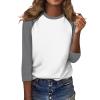 3/4 Sleeve Tops for Women Raglan Contrast Crew Neck Tshirts Dressy Casual Summer Blouses Ethnic Three Quarter Sleeve Comfy Country Tunic Tops to Wear with Leggings 3/4 Sleeve T Shirts for Women 2025 view 3