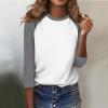 3/4 Sleeve Tops for Women Raglan Contrast Crew Neck Tshirts Dressy Casual Summer Blouses Ethnic Three Quarter Sleeve Comfy Country Tunic Tops to Wear with Leggings 3/4 Sleeve T Shirts for Women 2025 view 4