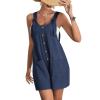KICILVS Big Womens Rompers for Summer Casual Sleeveless Suspender Short Jumpsuit Boho Solid Color Overalls with Pockets view 3