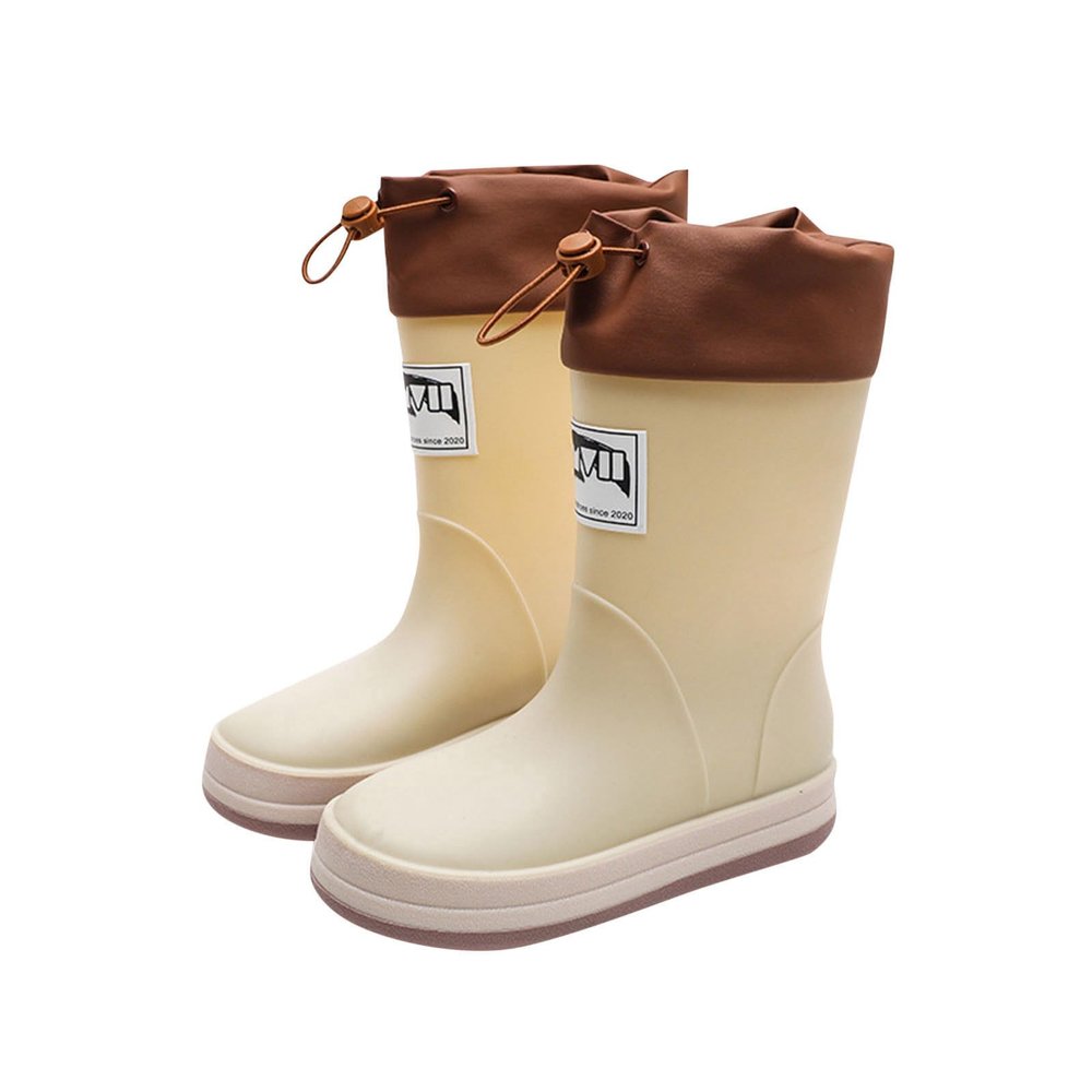 IWIHMIV Girls Rain Boots Rainboots for Toddlers Girls Toddler Rain Boots Kids Rain Boots Waterproof Rubber Boots for Girls And BoysBeige,2