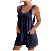 KICILVS Womens Rompers for Summer Casual Sleeveless Suspender Short Jumpsuit Boho Solid Color Overalls with Pockets view 1