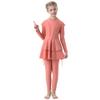 IBTOM CASTLE Burkini Swimsuits for Girls: Modest Muslim 3PCS Rash Guard Set Swim Skirt Tops Leggings Pants with Hijab Cap Summer Beachwear Full Coverage Conservative Swimming Costume Pink 9-10 Years view 1