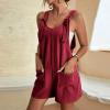 KICILVS Womens Rompers for Summer Casual Sleeveless Suspender Short Jumpsuit Boho Solid Color Overalls with Pockets view 2