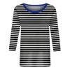 3/4 Sleeve Tops for Women Striped Crewneck Tshirts Dressy Casual Ethnic Three Quarter Sleeve Summer Blouses Comfy Country Tunic Tops to Wear with Leggings Womens 3/4 Sleeve T Shirts 2025 Black view 3