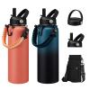 40 oz Insulated Water Bottle with Straw with 40oz Indigo Black Water Bottles - Flex Cap Lids, Paracord Handle, Bottle Carrier Bag w/Strap, Vacuum Stainless Steel Double Wall Metal Water Flask Jug view 1