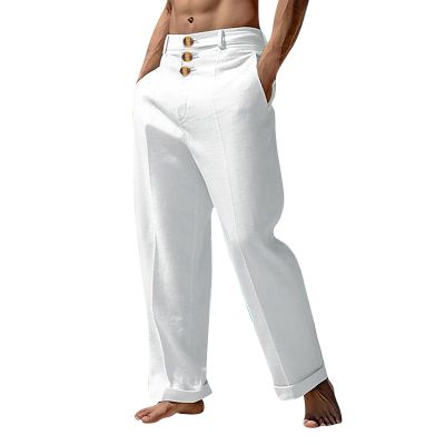 RTTUIOP Men's Cotton Linen Pants Solid Color Capri Harem Men's Linen Pants Casual Lightweight Loose 3/4 Shorts Drawstring Elastic Waist Beach Yoga Trousers Summer Pants