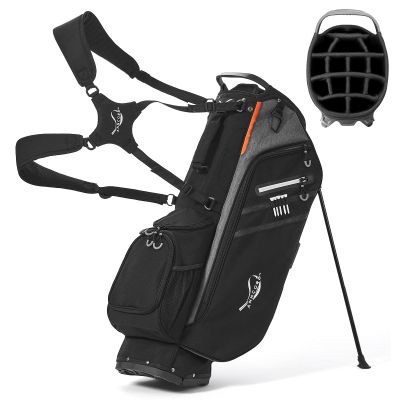 ANNCORD Golf Stand Bag 14 Way Top Dividers Full-Length with Stand, 7 Pockets, Lightweight Golf Bag for Men, Dual Strap, Rain Hood, Portable Golf Club Bag for Men Women, Black