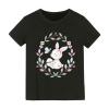 AIMAOMI Toddler Girls Bunny Shirts Ruffle Short Sleeve Baby T-Shirt Cotton Tank Tees Tops 1~7 (Q1-Black, 8-10 Years) view 2