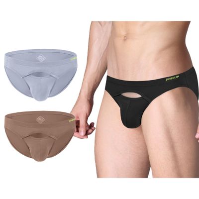 SUMABA Mens Sexy Bikini Underwear Pack Low Rise Horizontal Briefs Multicolor Man Cut out Pouch Hip Briefs Comfort Male Panties Medium Soft Underpants
