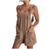 KICILVS Womens Rompers for Summer Casual Sleeveless Suspender Short Jumpsuit Boho Solid Color Overalls with Pockets view 1