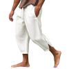 RTTUIOP Men's Cotton Linen Pants Solid Color Capri Harem Men's Linen Pants Casual Lightweight Loose 3/4 Shorts Drawstring Elastic Waist Beach Yoga Trousers Summer Pants view 1