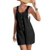 KICILVS Womens Rompers for Summer Casual Sleeveless Suspender Short Jumpsuit Boho Solid Color Overalls with Pockets view 3