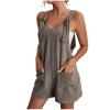 KICILVS Womens Rompers for Summer Casual Sleeveless Suspender Short Jumpsuit Boho Solid Color Overalls with Pockets view 1