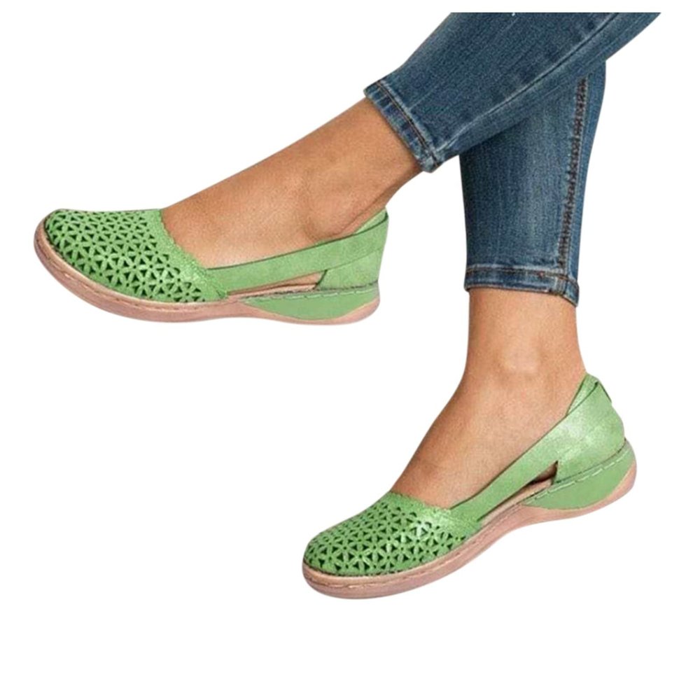 JYSwoshoe Closed Toe Sandals Women,Womens Sandals Dressy Casual Summer Hollow Out Shoes Orthotic Wedge Sandals For Women Comfortable Round Toe Walking Slip on Flats Sandals Lightweight Driving Shoes
