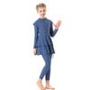 3PCS Muslim Swimsuits for Girls: Toddler Islamic Modest Burkini Swimwear Long Sleeve Crew Neck Rash Guard Full Cover Hijab Top Pants Swimming Summer Bathing Suit Blue 2-3 Years view 1